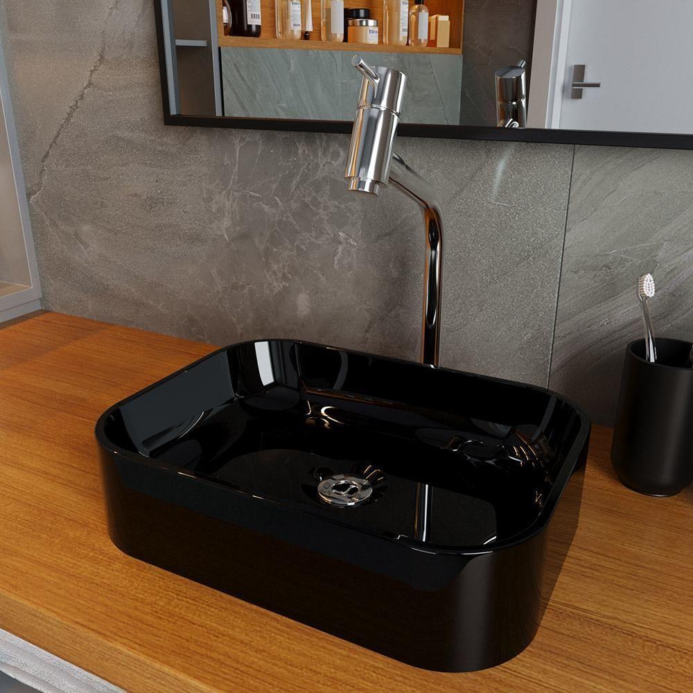 Cuba Pia Banheiro Oxford Torneira Dl08 Valvula Abs Preto Brilho - 2