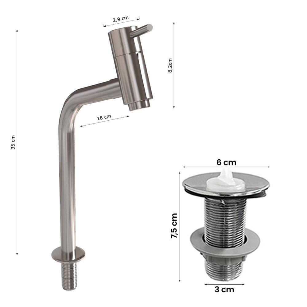 Cuba Pia Banheiro Oxford Torneira Dl08 Valvula Abs Preto Brilho - 4