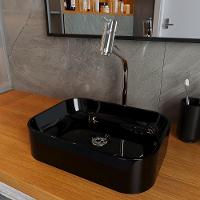 Cuba Pia Banheiro Oxford Torneira Dl08 Valvula Abs Preto Brilho - 2