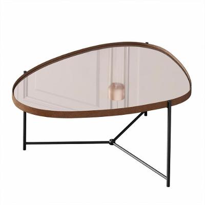 Mesa De Centro Organica Alamanda Espelhada Com Pés Metálicos Castanho-preto