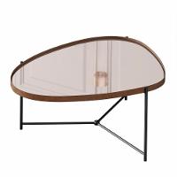 Mesa De Centro Organica Alamanda Espelhada Com Pés Metálicos Castanho-preto - 1