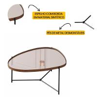 Mesa De Centro Organica Alamanda Espelhada Com Pés Metálicos Castanho-preto - 3