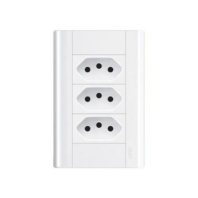 Tomada Tripla Fame Modulare 2p+t 10a Com Placa 4x2 Branco