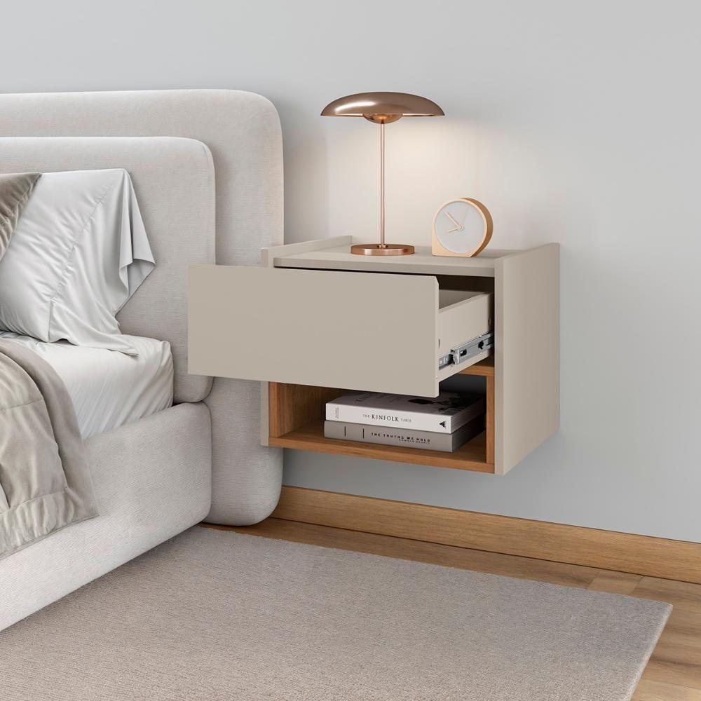 Cabeceira Florença King Com 2 Mesas De Cabeceira Cedro-off White - 6