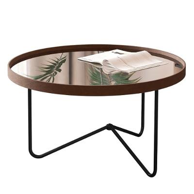 Mesa De Centro Alamanda Sala Espelhada Com Pés Metálicos Castanho-preto