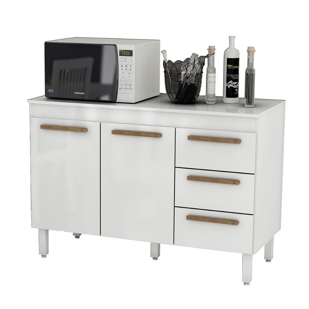 Balcão Grecia Com Tampo Para Cozinha 2 Portas E 3 Gavetas Branco-branco - 1