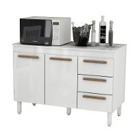 Balcão Grecia Com Tampo Para Cozinha 2 Portas E 3 Gavetas Branco-branco - 1