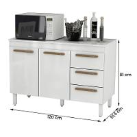 Balcão Grecia Com Tampo Para Cozinha 2 Portas E 3 Gavetas Branco-branco - 4