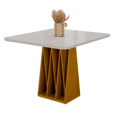 Mesa De Jantar Orquestra 4 Lugares Com Tampo De Vidro Naturale-off White