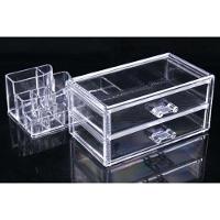 Organizador Porta Maquiagem Acrilico Com 2 Gavetas Maleta Para Cosmeticos Esmaltes Batom Pincel E Joias - 4