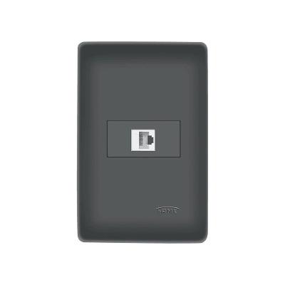 Tomada Para Rede De Informática Fame Habitat Black Rj45 Cat6 8 Vias Com Placa 4x2 Preto