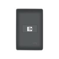 Tomada Para Rede De Informática Fame Habitat Black Rj45 Cat6 8 Vias Com Placa 4x2 Preto - 1