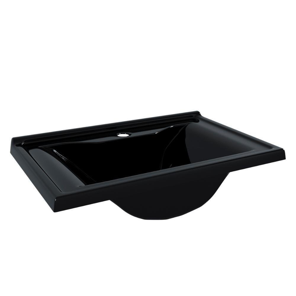 Cuba Pia Lavatório Itaparica 45 Cm Para Banheiro Preto Brilho - 1