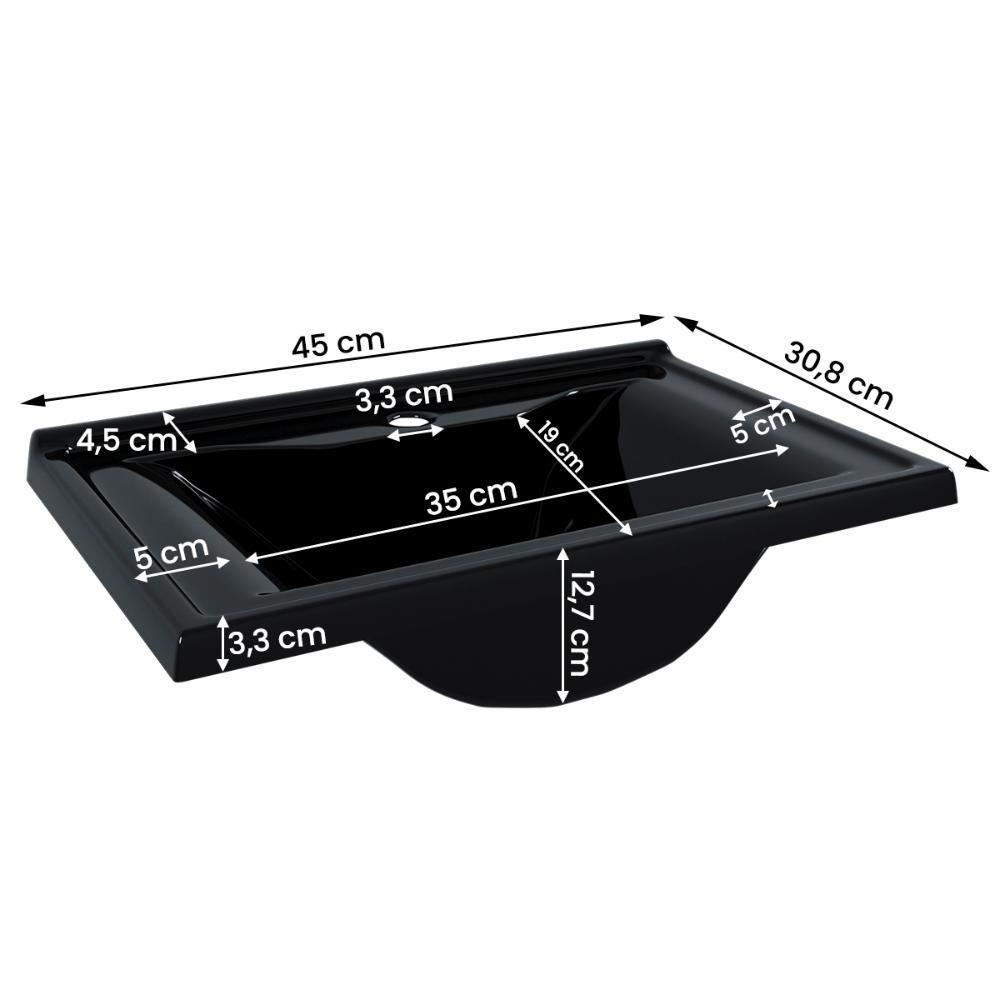 Cuba Pia Lavatório Itaparica 45 Cm Para Banheiro Preto Brilho - 3