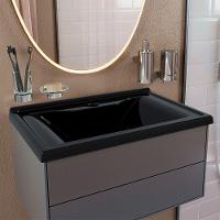 Cuba Pia Lavatório Itaparica 45 Cm Para Banheiro Preto Brilho - 2