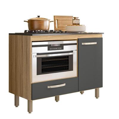 Balcão Cozinha Para Cooktop 105cm Com 1 Porta E 1 Gaveta Freijo-chumbo