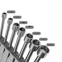 Kit Chaves Canhao Jogo 7 Peças Twsiter Vazada Profissional Aco 5 A 12mm Soquete Sextavada Fenda Pit - 2