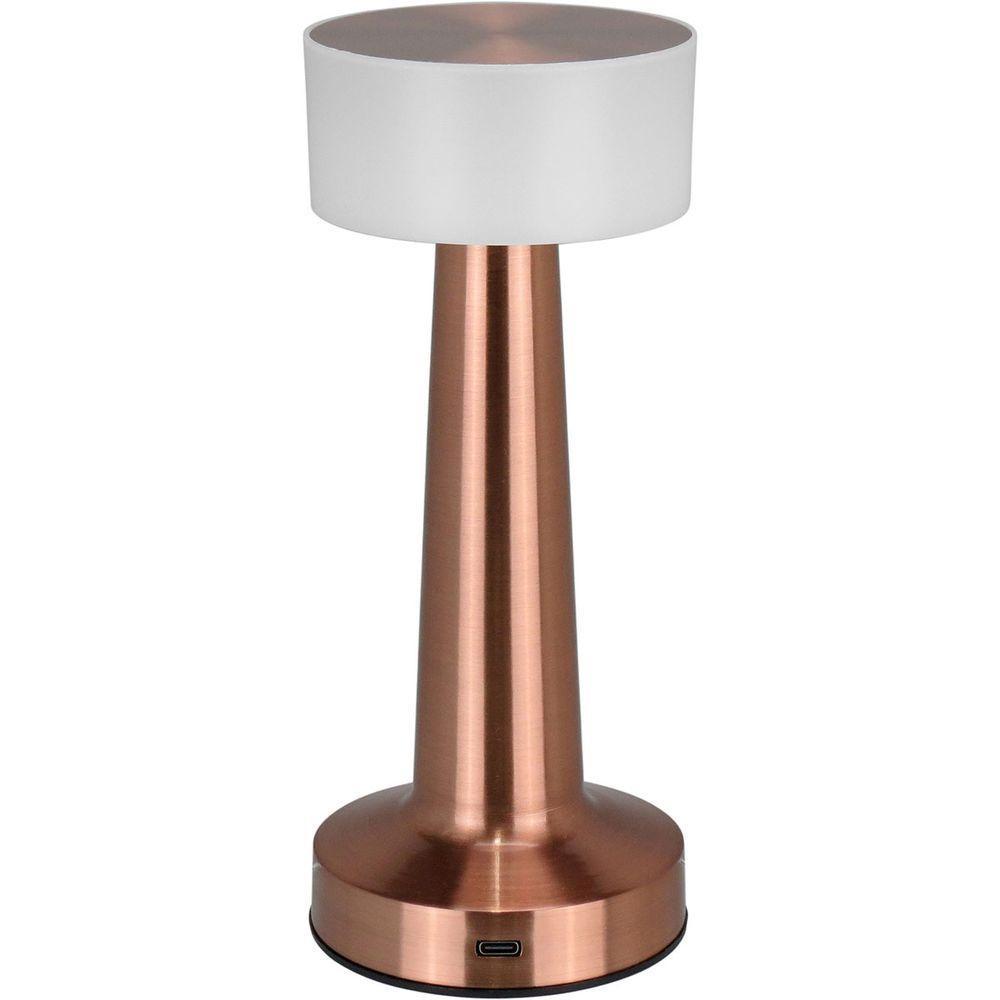 Luminaria De Mesa Decorativa Led Usb Metal 21x9x9cm Cobre - 1