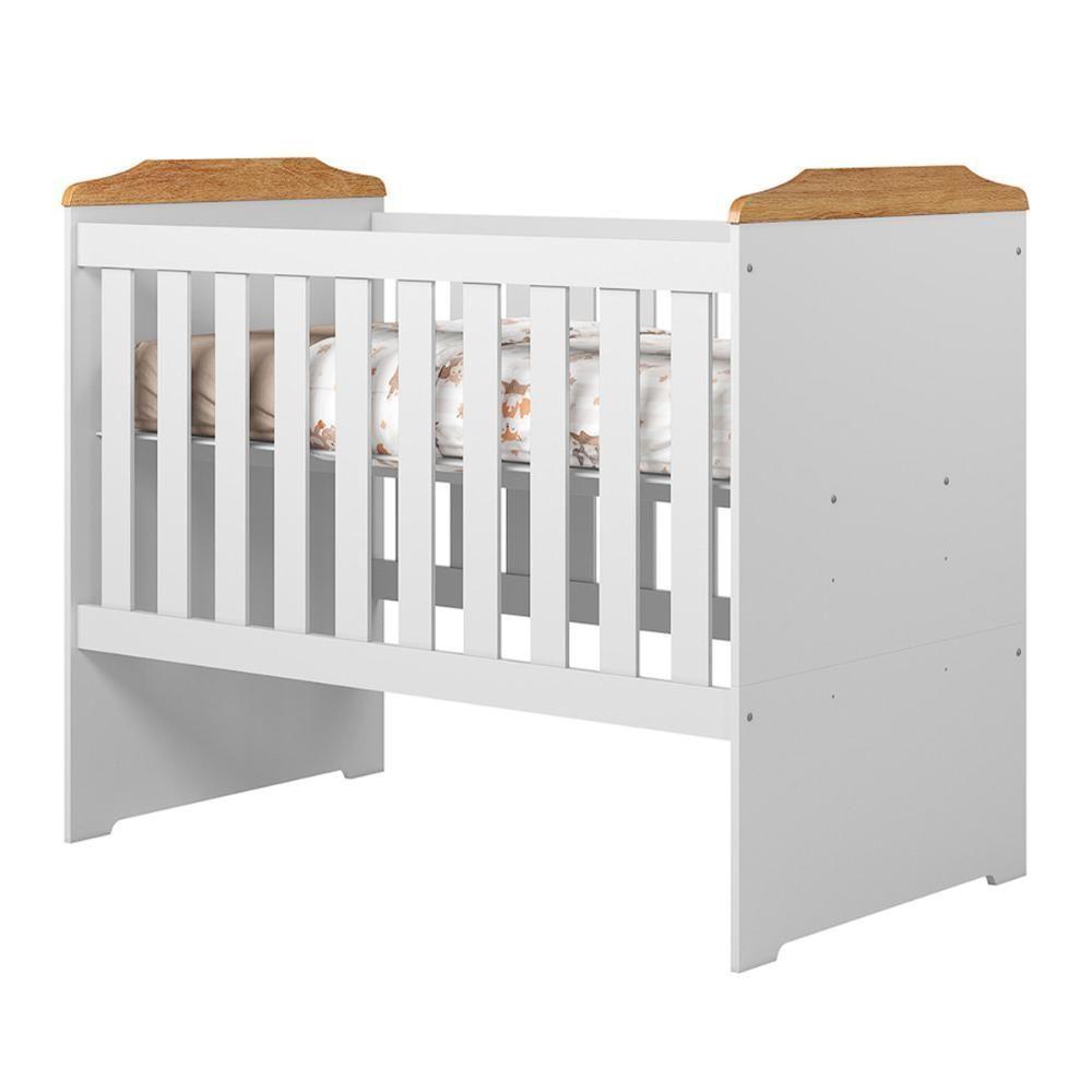 Berço 3 Em 1 Carinho Com Regulagem De Altura E Pés Fixo Branco-amadeirado - 1