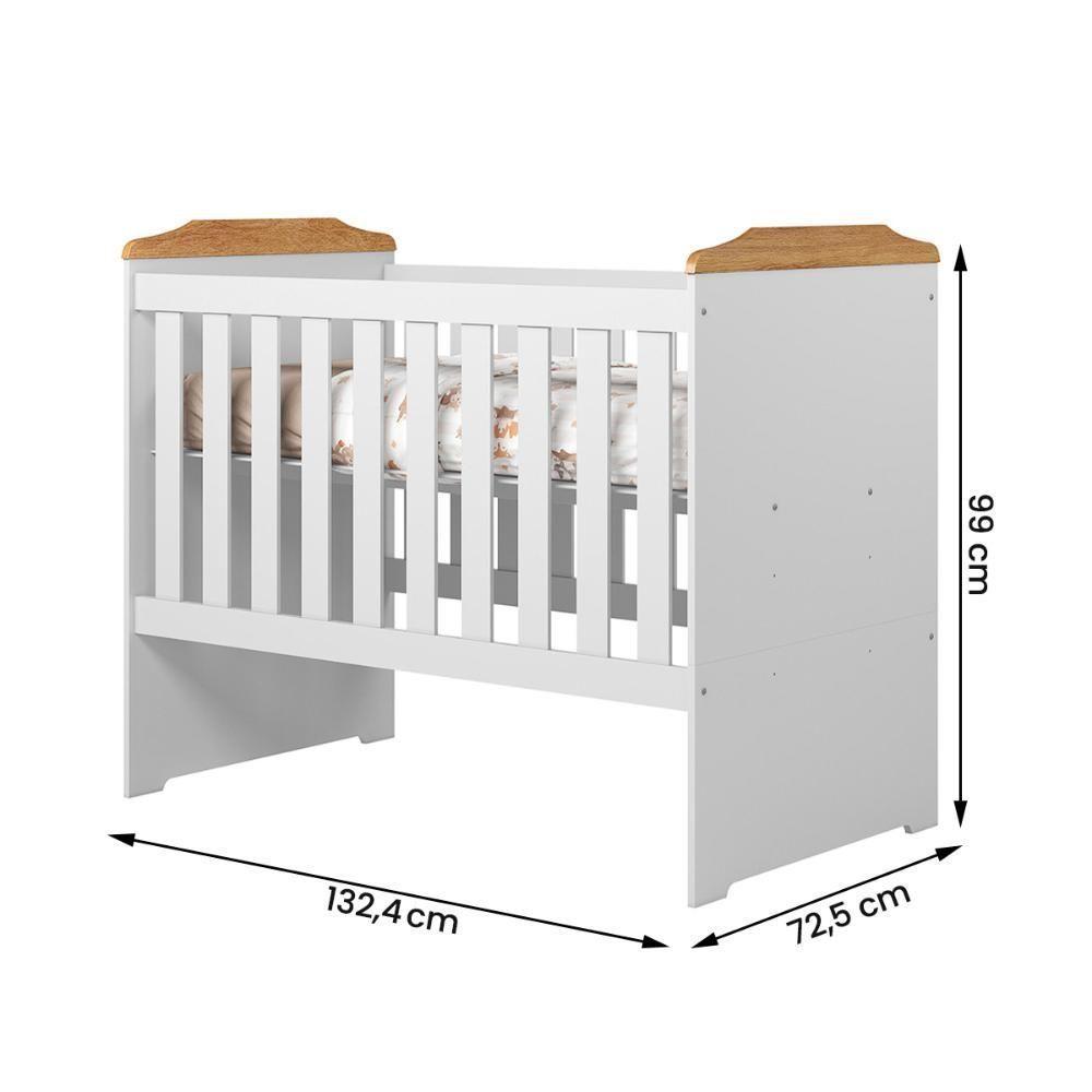 Berço 3 Em 1 Carinho Com Regulagem De Altura E Pés Fixo Branco-amadeirado - 4