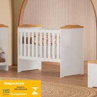 Berço 3 Em 1 Carinho Com Regulagem De Altura E Pés Fixo Branco-amadeirado - 3