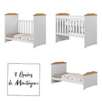 Berço 3 Em 1 Carinho Com Regulagem De Altura E Pés Fixo Branco-amadeirado - 5