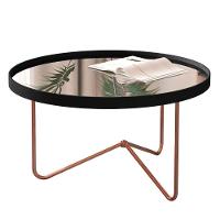 Mesa De Centro Alamanda Sala Espelhada Com Pés Metálicos Preto-bronze - 1