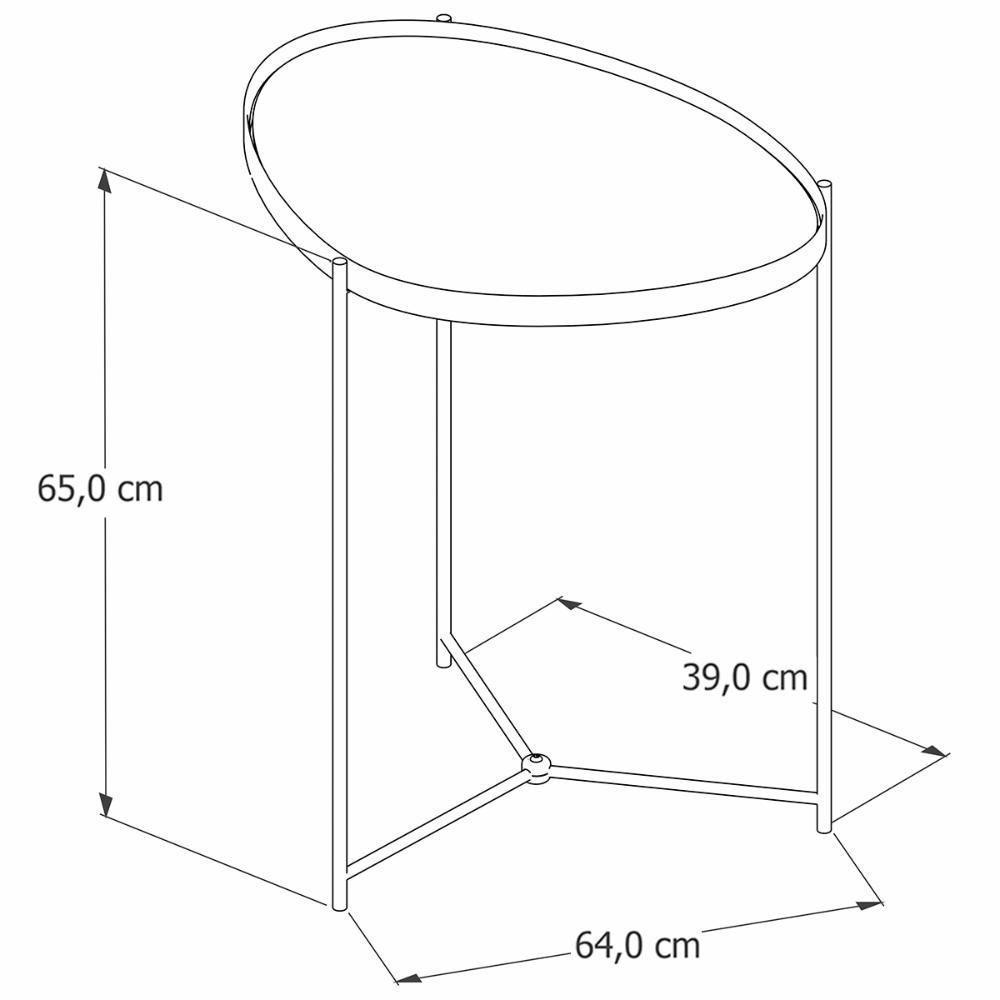 Mesa Lateral Orgânica Alamanda Espelhada Com Pés Metálicos Preto-dourado - 4