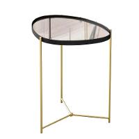 Mesa Lateral Orgânica Alamanda Espelhada Com Pés Metálicos Preto-dourado - 1