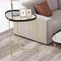 Mesa Lateral Orgânica Alamanda Espelhada Com Pés Metálicos Preto-dourado - 2
