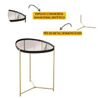 Mesa Lateral Orgânica Alamanda Espelhada Com Pés Metálicos Preto-dourado - 3