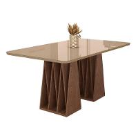 Mesa De Jantar Orquestra 6 Lugares Com Tampo De Vidro Carvalho-fendi - 1