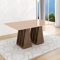 Mesa De Jantar Orquestra 6 Lugares Com Tampo De Vidro Carvalho-fendi - 2