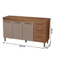 Balcão De Cozinha Atenas Com Tampo 3 Portas 3 Gavetas 158 Cm Freijo-moka - 4
