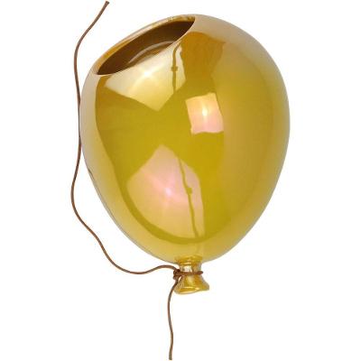 Vaso De Parede Balão Decorativo Cachepo Cerâmica Amarelo