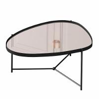 Mesa De Centro Organica Alamanda Espelhada Com Pés Metálicos Preto-preto - 1