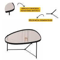 Mesa De Centro Organica Alamanda Espelhada Com Pés Metálicos Preto-preto - 3