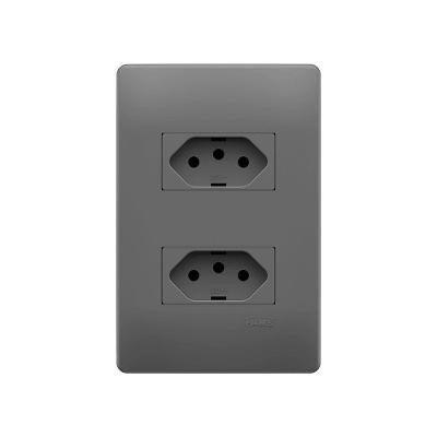 Tomada Dupla Fame Habitat Onix 2p+t 20a Com Placa 4x2 Onix