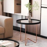 Mesa Lateral Alamanda Sala Espelhada Com Pés Metálicos Preto-bronze - 2