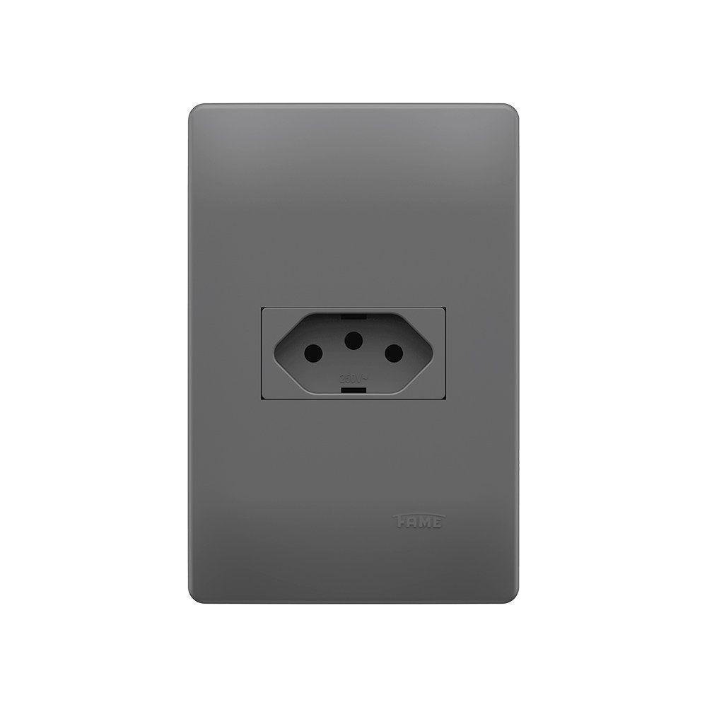 Tomada Fame Habitat Onix 2p+t 10a Com Placa 4x2 Onix - 1