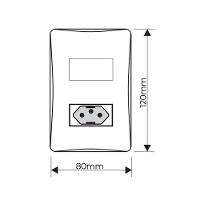 Interruptor Simples E Tomada 2p+t 20a Fame Habitat Onix Com Placa 4x2 Onix - 2