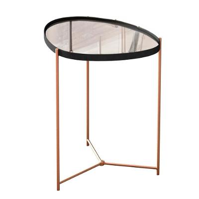 Mesa Lateral Orgânica Alamanda Espelhada Com Pés Metálicos Preto-bronze