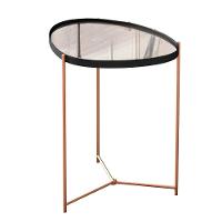 Mesa Lateral Orgânica Alamanda Espelhada Com Pés Metálicos Preto-bronze - 1