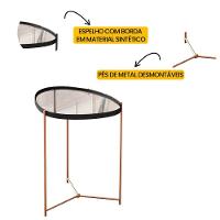 Mesa Lateral Orgânica Alamanda Espelhada Com Pés Metálicos Preto-bronze - 3