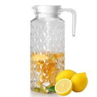 Jarra Vidro 1 Litro Diamond Tampa Suqueira Cristal Suco Agua Bebidas Porta De Geladeira Alca Decorada Transparente - 1