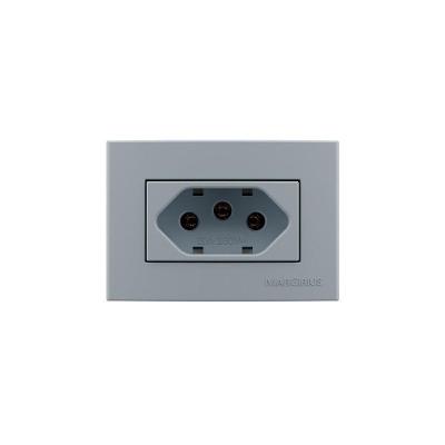 Placa Para Móveis 65x45 Com Tomada Margirius Sleek Colors 2p+t 20a Cinza Cinza