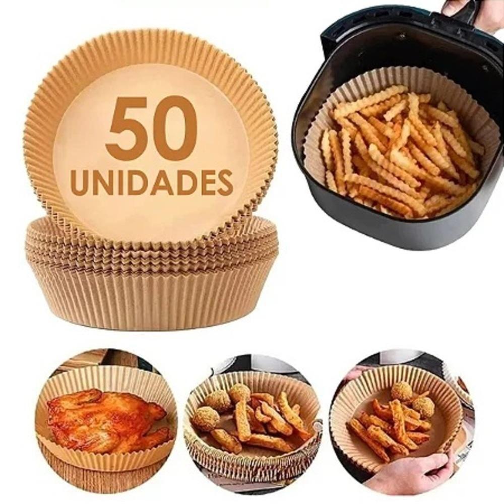 Kit 50 Forma De Papel Air Fryer Forminha Descartavel Fritadeira Eletrica Antiaderente Redonda 20cm Alimentos - 1