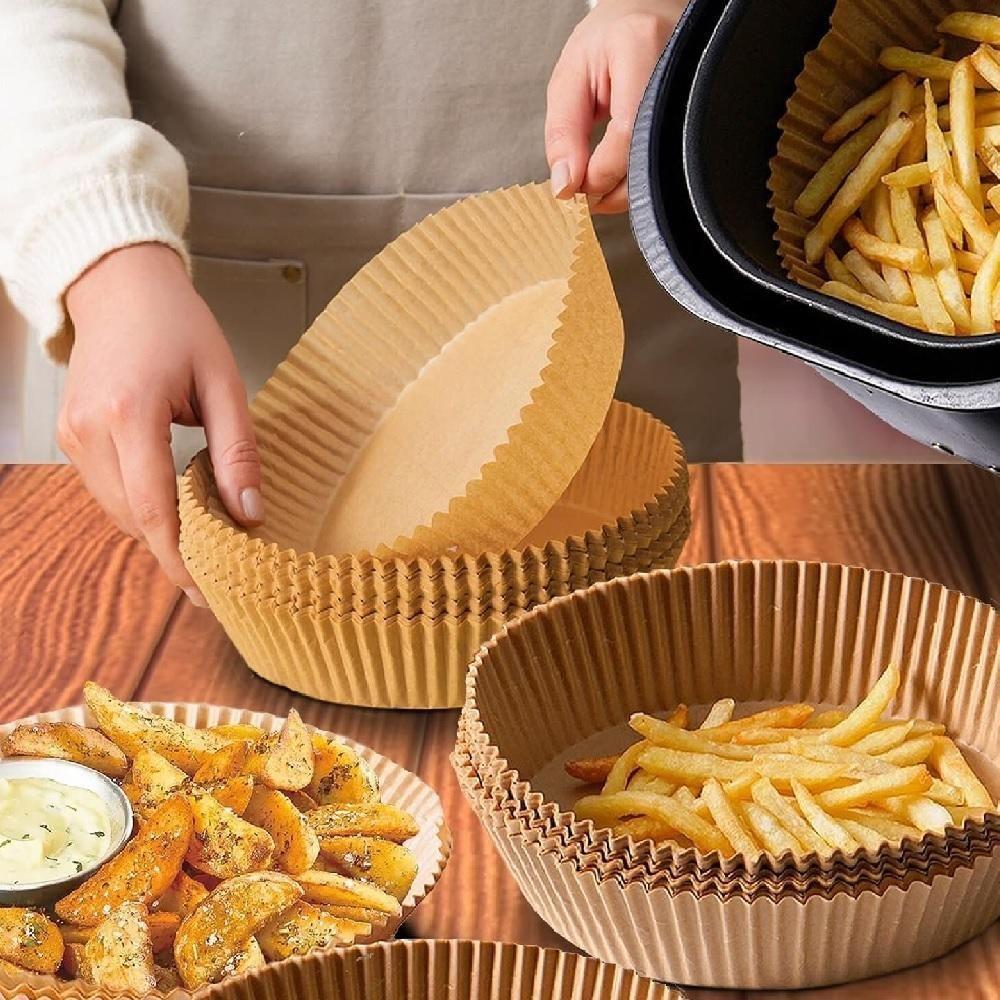 Kit 50 Forma De Papel Air Fryer Forminha Descartavel Fritadeira Eletrica Antiaderente Redonda 20cm Alimentos - 3