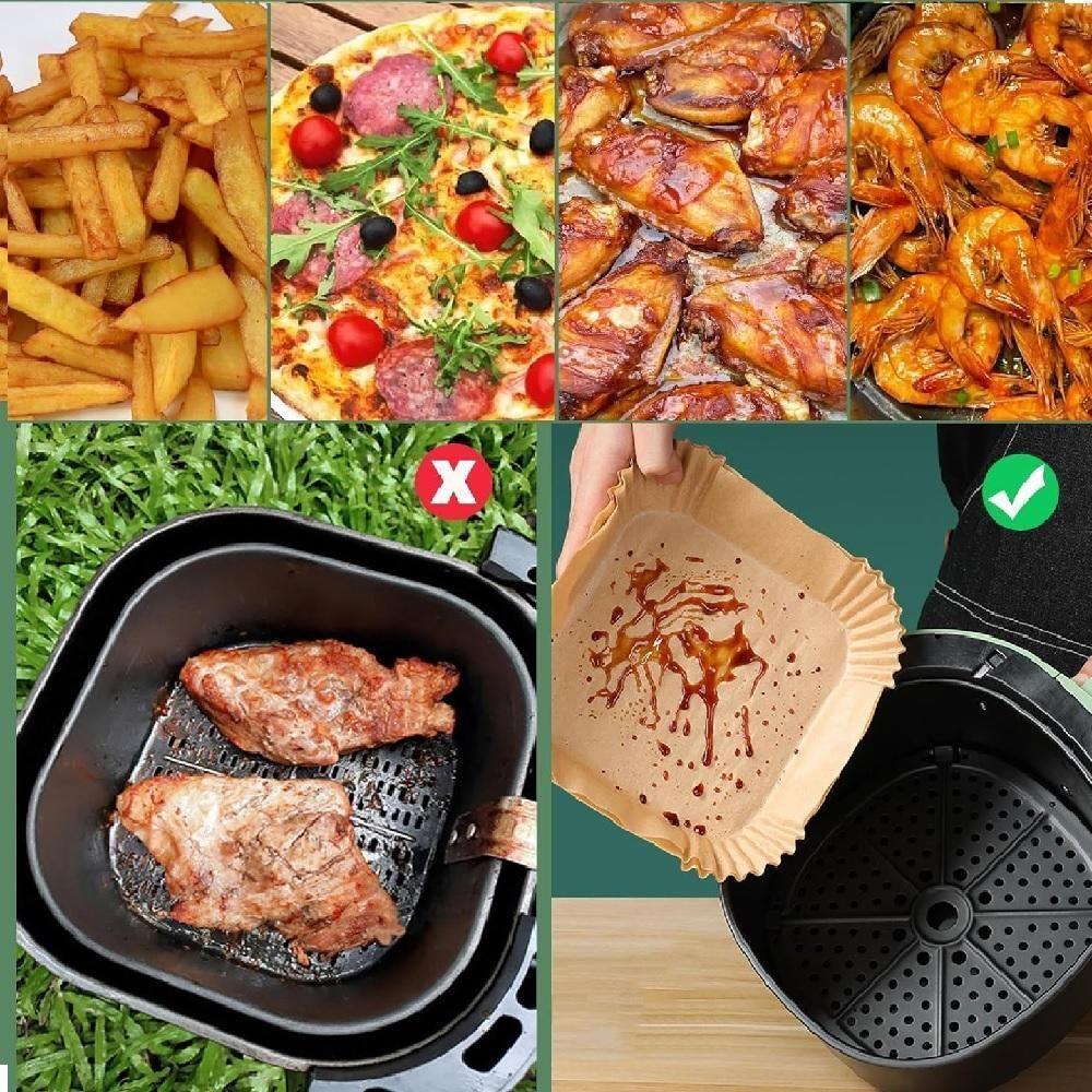 Kit 50 Forma De Papel Air Fryer Forminha Descartavel Fritadeira Eletrica Antiaderente Redonda 20cm Alimentos - 6