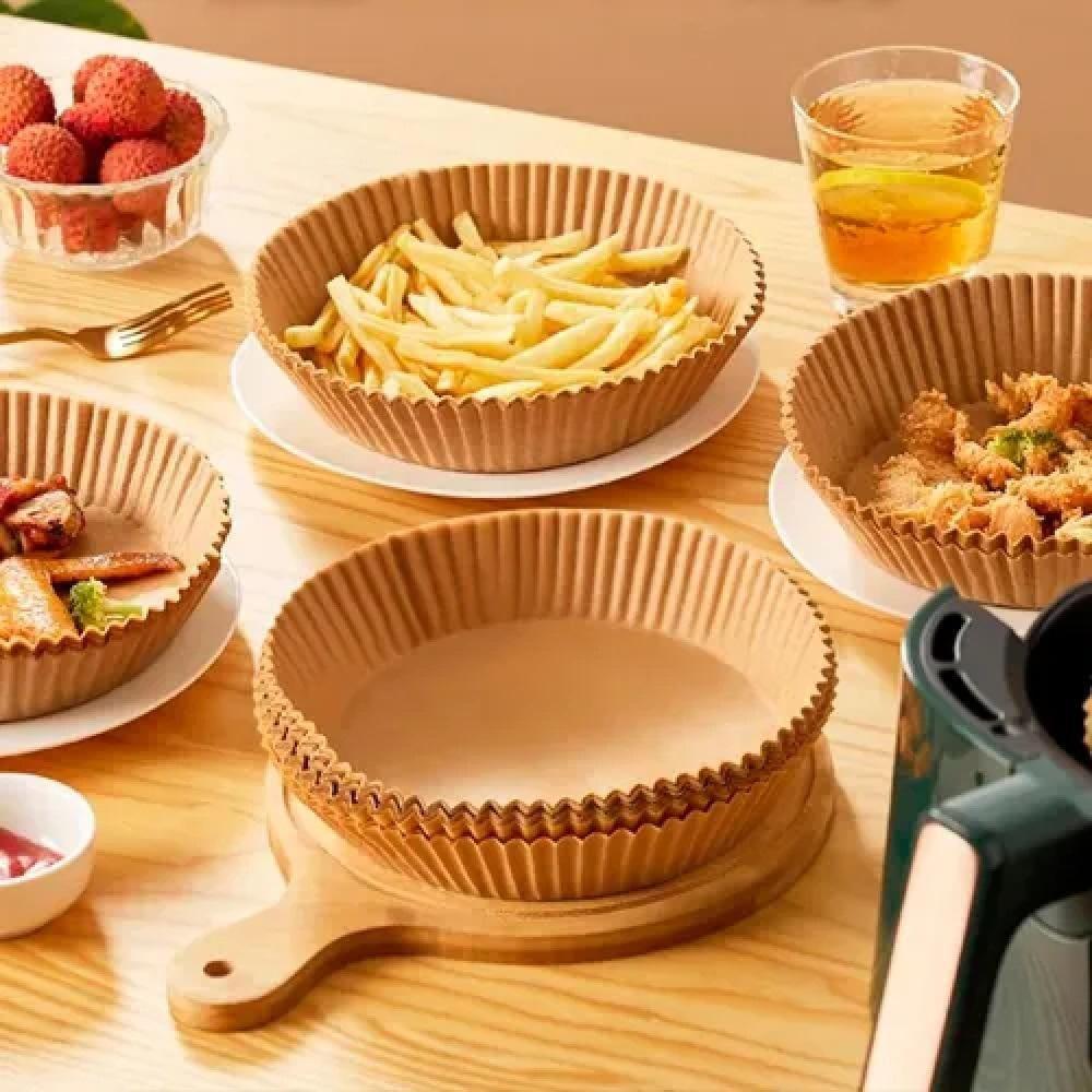 Kit 50 Forma De Papel Air Fryer Forminha Descartavel Fritadeira Eletrica Antiaderente Redonda 20cm Alimentos - 8